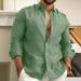 Men's Pure Color Linen-Look Shirt Long Sleeve Relaxed Fit Breathable Daily Shirt Soft Textured Fabric For Street Style & Outdoor Wear, Sizes Xs To 6xl_viptrois.com