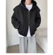 Large silhouette double-layer composite shoulder padded sweatshirt men's coat hooded cardigan jacket top trend_viptrois.com