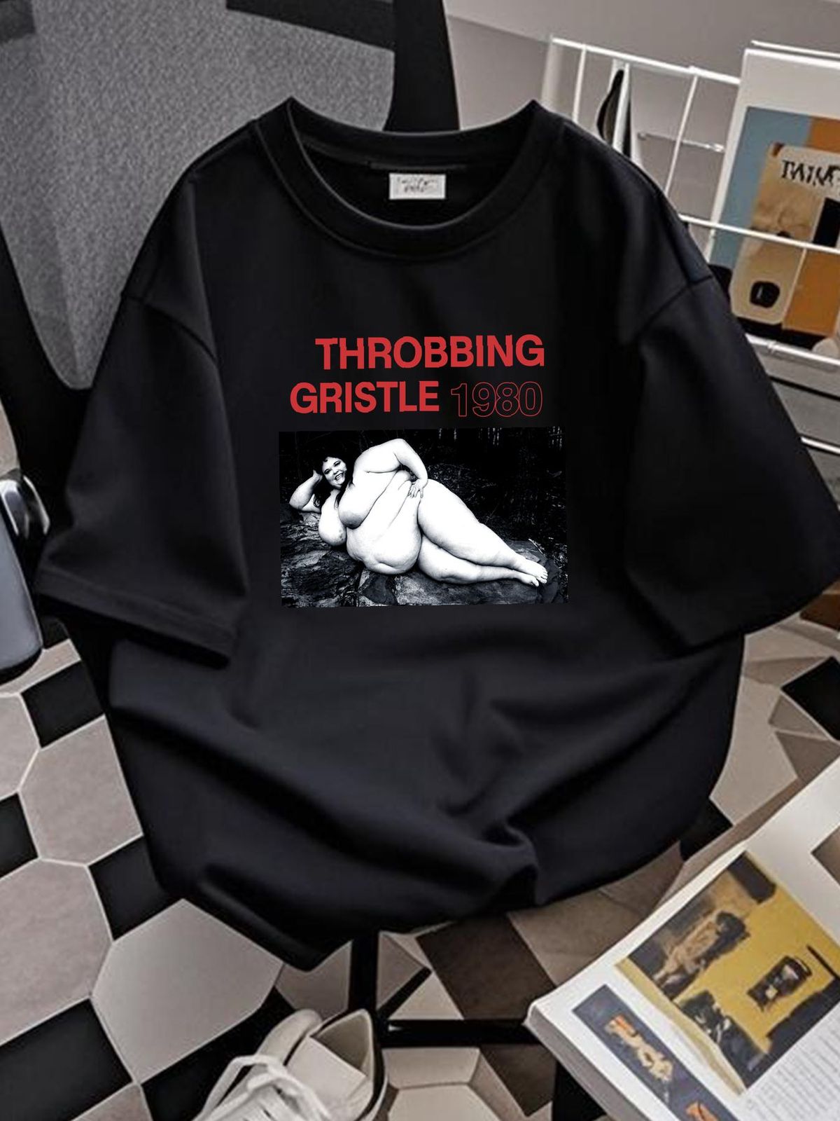 Throbbing Gristle Retro T Shirt Psychic TV New Black Stretched Soft Designer Clothes Homme Slightly Streetwear Breathable Graphic Comfortable_viptrois.com