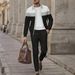 Men's Waffle-Knit Zip-Up Jacket & Pants Set - Stylish Autumn Colorblock Outfit (Breathable, Anti-Wrinkle, Multi-Pocket Design For Casual & Urban Wear)_viptrois.com