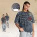 American Vintage Letter-printed Washed Distressed Loose-fit One-piece Cut Short-sleeve T-shirt_viptrois.com