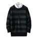 Men's Striped Round Neck Sweater – Soft Acrylic Pullover For Autumn & Winter (White/Yellow/Green/Pink/Blue, M-2XL)_viptrois.com