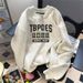American Retro Hong Kong Style Printed Crew Neck Sweater 2024 Autumn And Winter New Velvet Thickened High-end Loose Tops And Clothes_viptrois.com