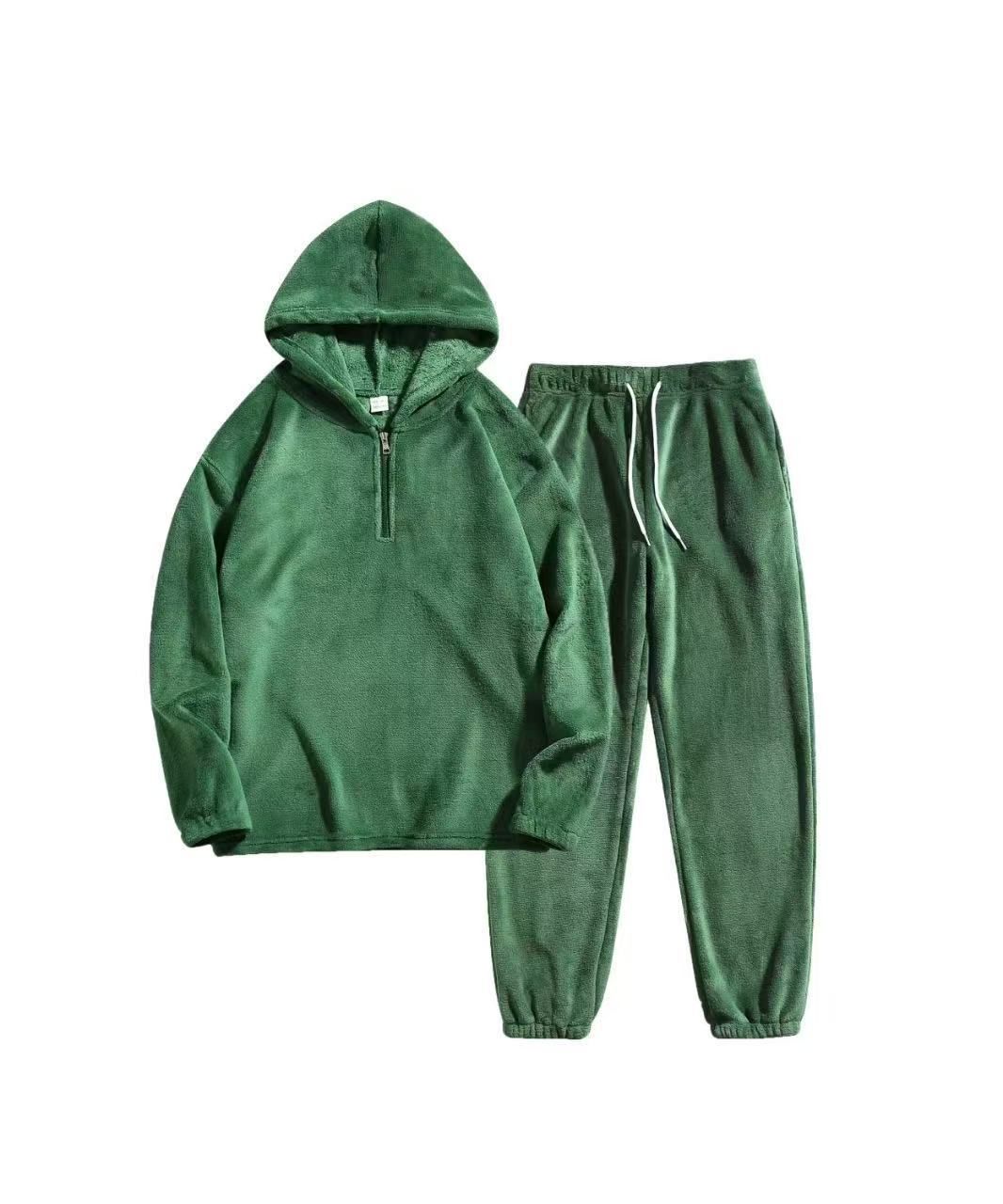 "Men's Hooded Sweatshirt & Jogger Set – Solid Color Casual Two-Piece For Autumn & Winter – Black/Grey/Army Green/Camel"_viptrois.com