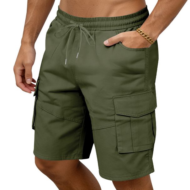 Men's Solid Color Loose Fit Summer Casual Shorts With Multiple Pockets Workwear Sports Five Point_viptrois.com