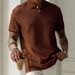 Men's Clothing Men's Solid Color Lapel Front Button Short Sleeved Shirt Casual Daily_viptrois.com