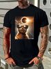 Cat Taking A Selfie With Solar 2024 Eclipse Cute Gift Unisex T-Shirt Designer Clothes Graphic Versatile Breathable Streetwear Fashion_viptrois.com