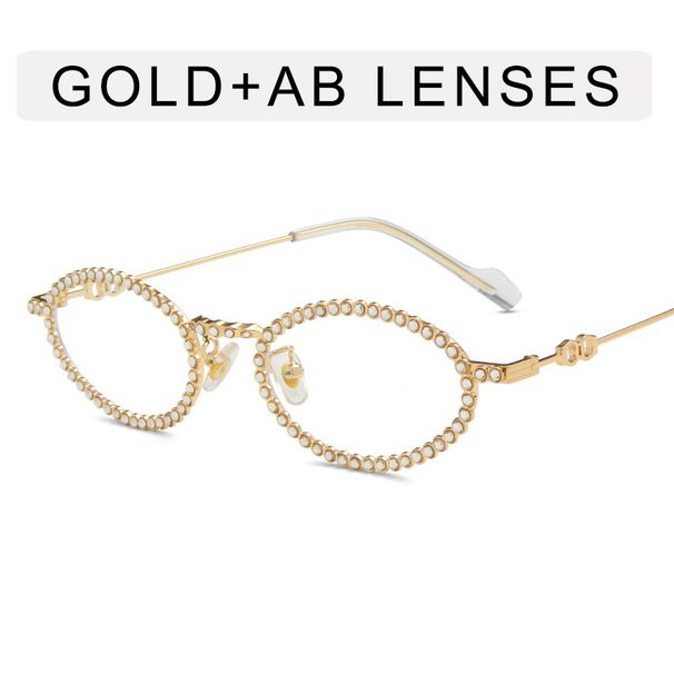 Full diamond oval frame sunglasses High end ins millennial hot girl female photo taking concave glasses diamond sunglasses_viptrois.com