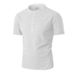 Men's Clothing Summer Fashion Stand Up Collar Solid Color Short Sleeved Slim T Shirt Chest Button Top_viptrois.com