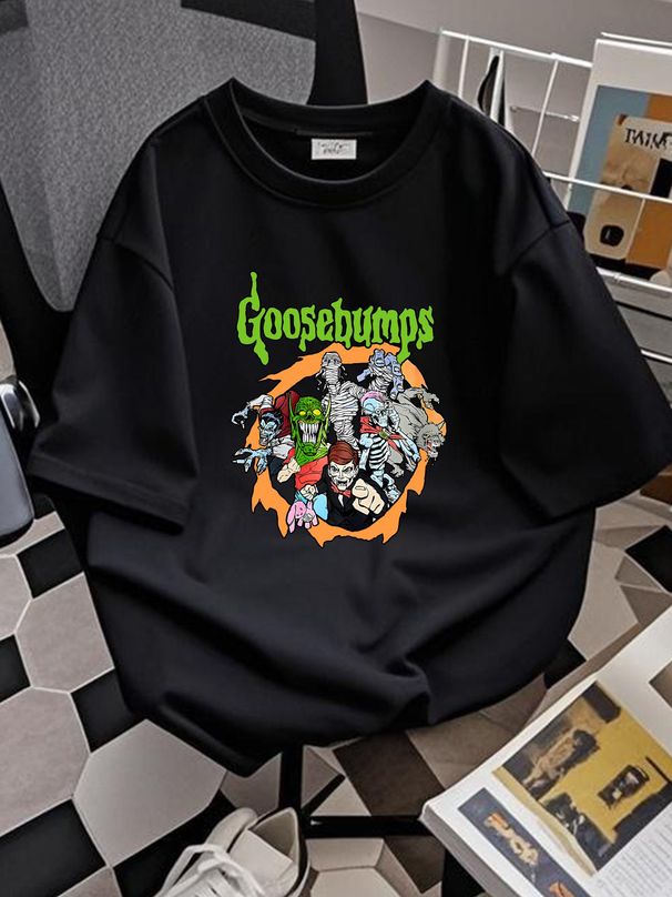 Retro Goosebumps Halloween T Shirt Horror Movie Scary Soft Graphic Homme Summer Comfortable Versatile Stylish Streetwear Designer Clothes Fashion_viptrois.com