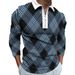 Men's Striped Digital Printing Casual Turn-down Collar Short Sleeve Polo Shirt Zipper T-shirt_viptrois.com