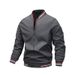 Men’s Baseball Jacket – Lightweight Corduroy Zip-Up Coat With Stand Collar (Grey/Black/Khaki/Green/Blue, M-5XL)_viptrois.com