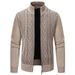 1 Cross-Border Source Vintage Jacquard Stand Collar Sweater Jacket Men Winter New Slim Fit Knitted Top For Youth_viptrois.com