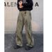 Men's Clothing Loose Pleated Patchwork Distressed Workwear Jeans Casual Wide Leg Silhouette Scimitar Pants_viptrois.com