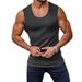 Men's Clothing Knitted Thick Striped Fitness Sports Vest Summer Solid Color Wide Shoulder Casual Fashion _viptrois.com