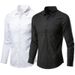 Pulse Pulse Men Long Sleeve Non-Iron Business Formal Slim Fit Korean Style Professional Office Men's White Casual Suit Shirt_viptrois.com