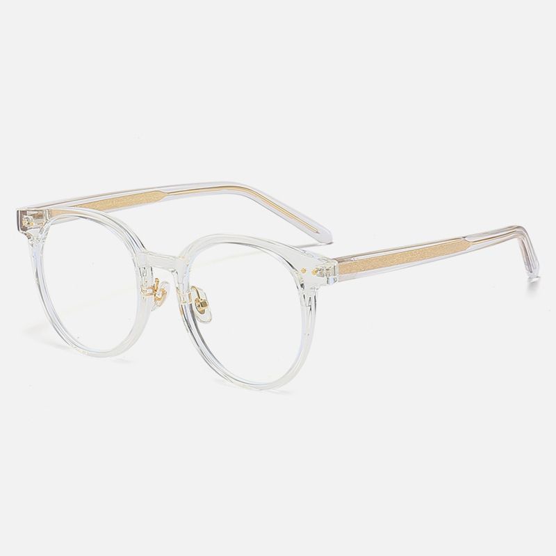 Women's Glasses Retro Plate Round Frame Men's And Women's TR90 Plug In Feet Anti Blue Light Glasses Frame Myopia Can Be Matched_viptrois.com