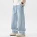 Men's Clothing High Street Distressed Wide Leg Jeans | Vintage Washed Loose Straight Casual Streetwear Trousers (Multiple Colors & Sizes)_viptrois.com