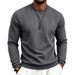 Men's Jacquard Check Pattern Long Sleeve T-Shirt | Relaxed Fit Casual Pullover For Fall And Winter Comfortable Relaxed Fit_viptrois.com
