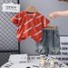 2025 New Male Baby Black And White English Round Neck Cute Casual Thin Summer Short Sleeved Set_viptrois.com