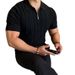 Men's Summer Knit Polo Shirt Slim Fit Breathable Short Sleeve Casual Solid Color T-Shirt Comfortable Round Neck Top_viptrois.com