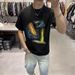 American High Street Contrasting Color Letter Printing Short-sleeved T-shirt Men's 2025 Summer New Trendy Brand Design Half-sleeved Top_viptrois.com