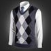 Men's Wool Blend V-Neck Sleeveless Vest - Classic Check & Camo Patterns, Slim Fit, Casual & Versatile Pullover Sweater Vest For Autumn_viptrois.com