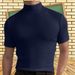 Solid Color Cotton Short Sleeve Top 2023 Spring And Autumn High Collar T-Shirt Men's Base Shirt Cross-Border Hot Sale_viptrois.com