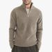 Men's Winter Knit Sweater With Half-Zip Collar - Thick Warm Pullover, Slim Fit, Machine Washable (Khaki/White/Gray/Black//Brown)_viptrois.com