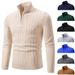 Men's Clothing Long Sleeve Sweater Semi-Turtleneck Zip-Up Knit Sweater Long Sleeve Casual Pullover For Spring & Autumn (Multiple Colors & Sizes)_viptrois.com