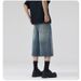 2025 2025 Summer American Lightning Crack Black Grey Jeans Men's Straight Tube Loose Wide Leg Shorts Y2k Street Hip Hop Sevens_viptrois.com