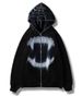 Gothic Skull Rhinestone Hoodie – Unisex Oversized Zip-Up Sweatshirt (Black, S-XXXXL) | Harajuku Streetwear With 3D Crystal Embellishments_viptrois.com
