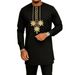 Men's 2-Piece Suit – Elegant Embroidered Black Shirt & Trousers Set (S-XXL) – Versatile Ethnic Style For Business & Casual Wear_viptrois.com