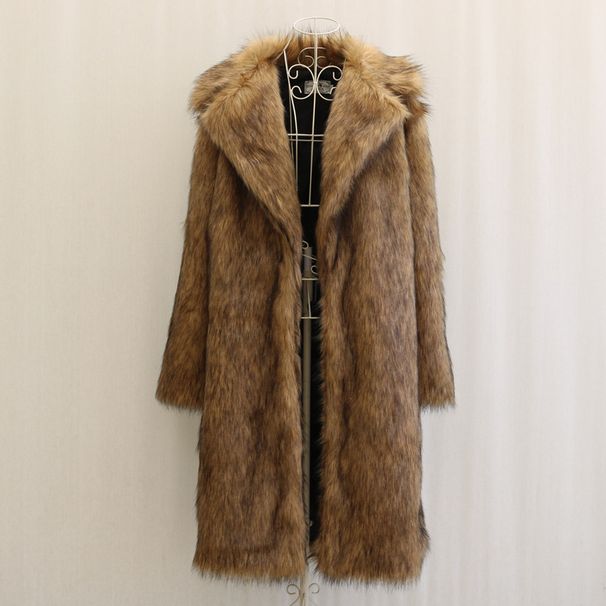 Men's Clothing Men's Autumn And Winter New Fur Coat Imitation Fox Fur Long Coat Plus Size Warm European And American Wolf Fur Windbreaker_viptrois.com