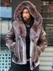 Men's clothing fur one plus fur collar hooded belt buckle_viptrois.com