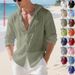Plus Size Men's Hooded Cardigan American Style Solid Color Linen 15 Colors Loose Fit Spring Autumn Casual Long Sleeved_viptrois.com