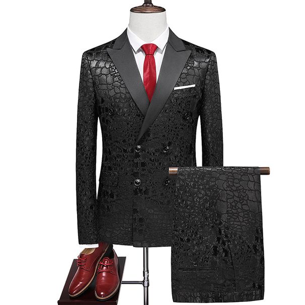 Men's Clothing 2024 New Professional Large-Size Suits, Two-Piece Suits, Trousers Suits, Foreign Trade Cross-Border Black Suits For Men_viptrois.com