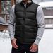 Men's Winter Puffer Vest - Lightweight Quilted Sleeveless Jacket, Stand Collar, Zip Front, Decorative Pockets, Casual Layering Essential_viptrois.com