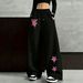 Y2k Retro Graffiti Star Print Wide Leg Joggers - Streetwear Hip Hop Pants For Men Premium Heavyweight Fabric_viptrois.com