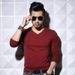 Men's Base Layer Shirt 2024 Casual Long Sleeve T-Shirt V-Neck Gray Slim Fit Inner Wear Trendy Spring Autumn Style_viptrois.com