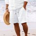 Men's Clothing New Cotton And Linen Shorts With Multiple Pockets And Drawstring Men's Striped Beach Pants_viptrois.com