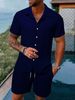 Men's Clothing Summer Men's Clothing Two Piece Suit Casual Loose Shirt Short Sleeved Shorts Beach Suit_viptrois.com