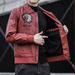 Men's Clothing leather clothing personality lapel embroidery motorcycle clothing leisure trend leather jacket_viptrois.com