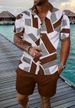 Men's Clothing Hot Selling Short Sleeved Trendy Printed Hawaiian Shirt Short Sleeved Shorts Men's Suit_viptrois.com