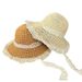 Summer New Lace Trim Hollow Breathable Protection Sun Beach Vacation Photo Straw Hat For Women_viptrois.com