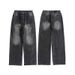 Men's Clothing Retro High Street Jeans For Men And Women Washed And Distressed Loose Wide Leg Straight Leg High Street Pants_viptrois.com
