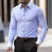 Men's Clothing Color Matching Collar Shirt Button Slim Shirt Business Casual Cotton Design Shirt_viptrois.com
