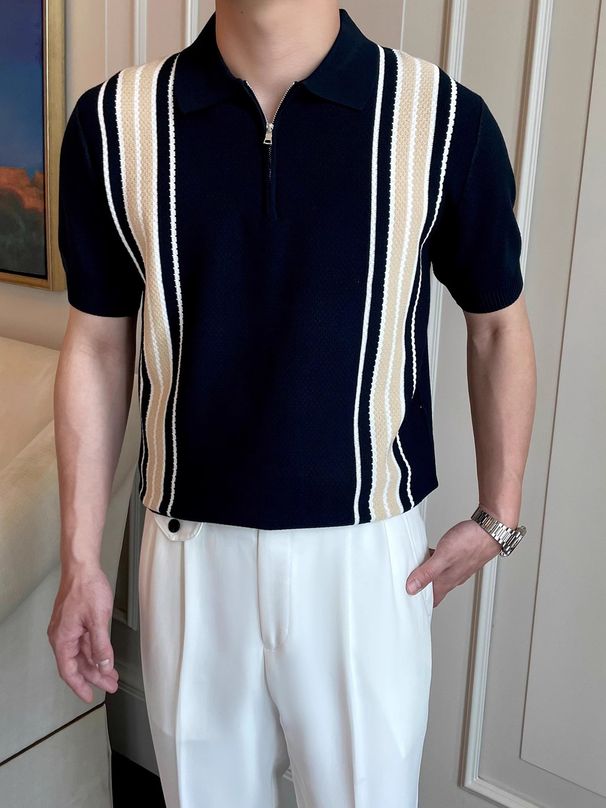 Men's Clothing Light Luxury High End Short Sleeved Polo Shirt For Men_viptrois.com