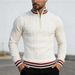 Men's British Style Turtleneck Knitwear Autumn Winter New Arrival Color Block Zipper Design for Casual Wear_viptrois.com