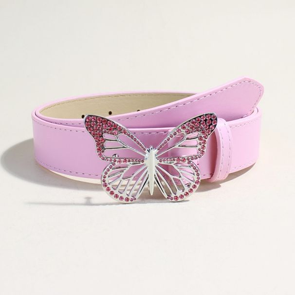 Metal Butterfly Rhinestone Belt - Adjustable Snap Closure Waistband For Women | Sweet & Chic Jeans Chain (1" Width, Rose Gold/Red)_viptrois.com